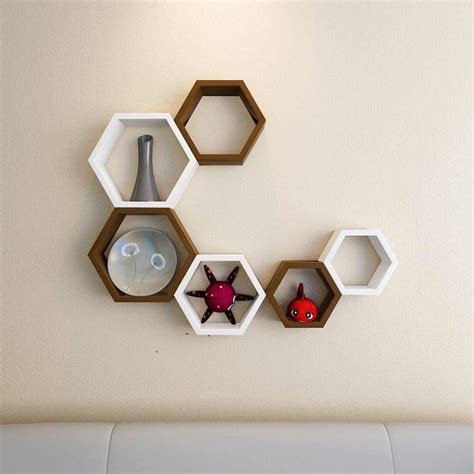 vudy Wall Mount 6 Hexagon Floating Shelves Unit/Racks and Shelves/Wall ...