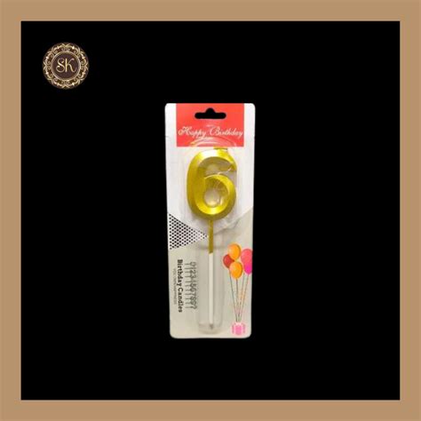 Golden Number Six Birthday Candle | 6 Number Birthday Candle | Pack Of ...