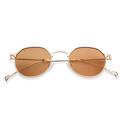 Buy Gold Brown Solid Full Rim Round Vincent Chase Polarized The Metal ...