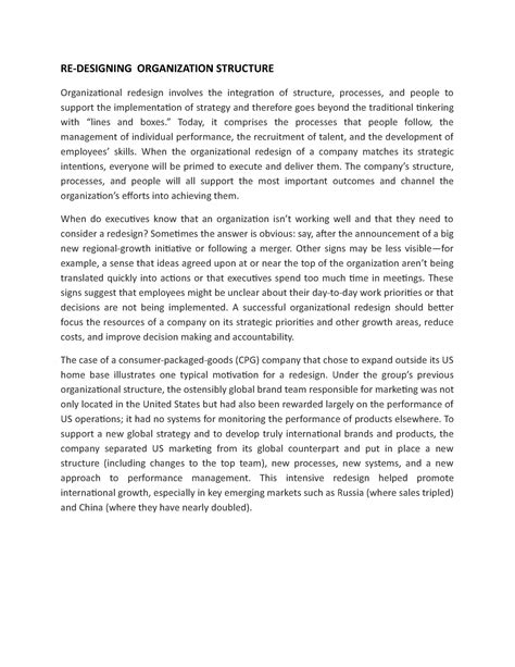 Unit 5 Redesigning Organization Structure - RE-DESIGNING ORGANIZATION ...