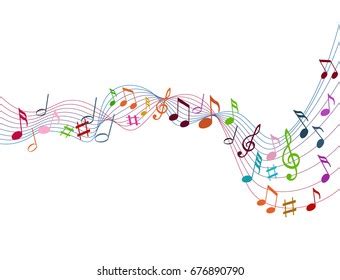 Colorful Music Notes Background Stock Vector (Royalty Free) 572391337