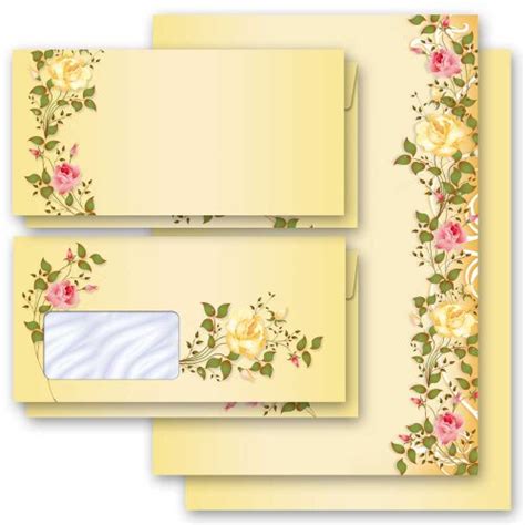 Briefpapier Blumenmotiv Rosenranken Blumen & Blüten | Paper-Media