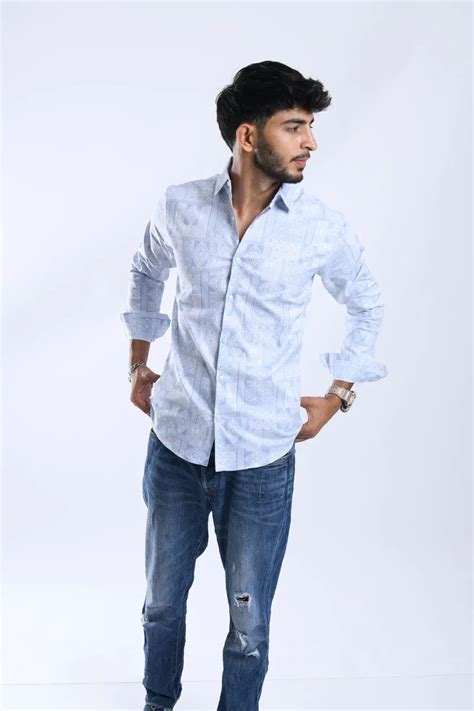 BLUE GEOMETRIC PATERN SHIRT - Trendy Men's Printed Shirt - Shop Now – ASAAA