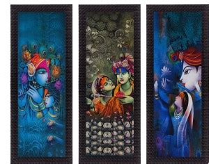 eCraftIndia Set Of 3 Radha Krishna Ink 16 inch x 21 inch Painting Price ...