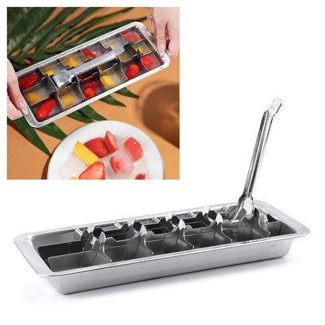 Amazon.com: KAYCROWN 18/8 Stainless Steel Ice Cube Tray, 18 Slot Ice ...