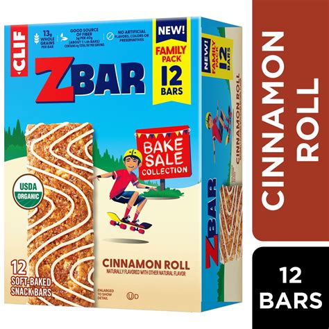 Zbar Bake Sale Cinnamon Roll Flavor Soft Baked Snack Bars, Organic ...