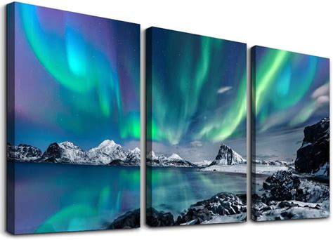 Buy Farmhouse Wall Art Aurora Scenery Painting On Canvas Wall ...