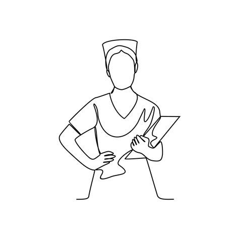 One continuous line drawing of Nurse profession with white background ...