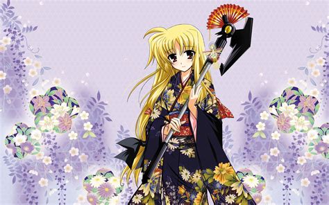 Magical Girl Lyrical Nanoha HD Wallpaper – Anime Elegance in Bloom