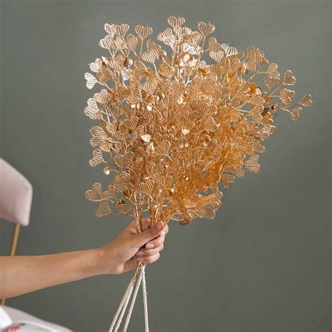 Heart Leaf Stem Gold Set Of 4 Online - Premium Artificial Plant | Nestasia