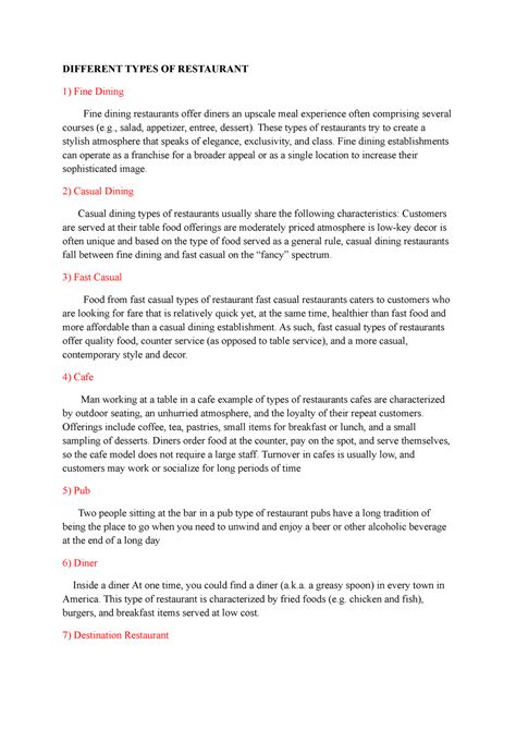 Different Types OF Restaurant - DIFFERENT TYPES OF RESTAURANT Fine ...