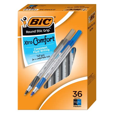 BIC Round Stic Grip Xtra-Comfort Ballpoint Pen, 36/Pack | Quill.com