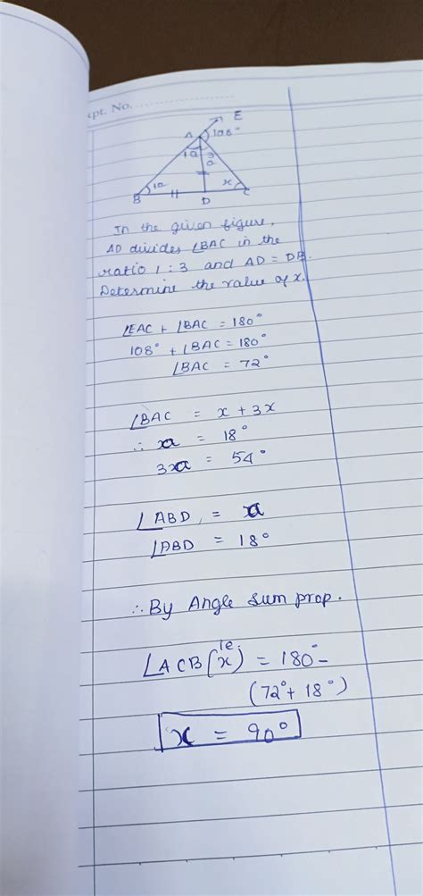 in the given figure,AD divides angle BAC in the ratio 1:3 and AD =DB ...
