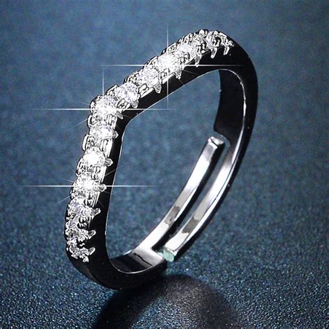 Buy Silver Plated American Diamond Studded V Shape Contemporary Anti ...