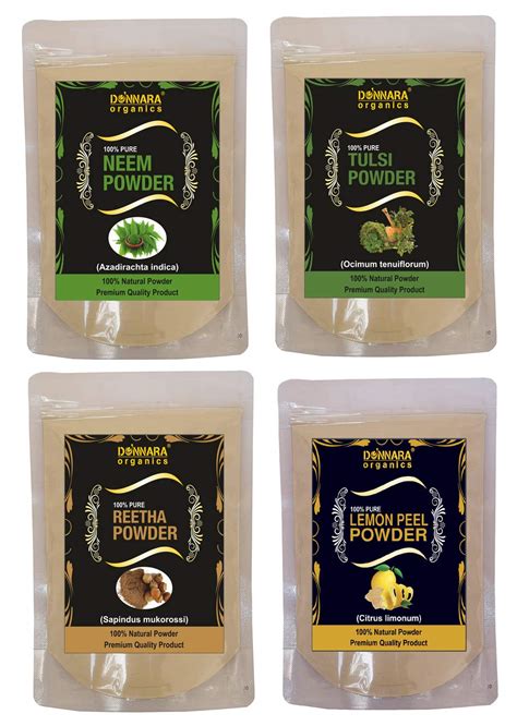 Donnara Organics 100% Pure Neem Powder,Tulsi Powder, Reetha powder ...