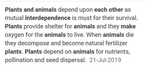 All plants and human being interdependent with each other ...