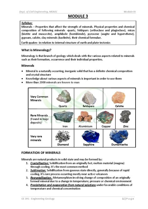 Module 4 NOTE PDF Final - CE 205 - Engineering Geology 1 | P a g e ...