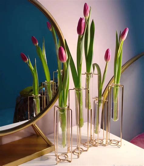 简约现代创意金属花架试管透明玻璃花瓶家居花艺水培插花装饰摆件-阿里巴巴