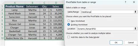 Image result for Dynamic Range for PivotTable