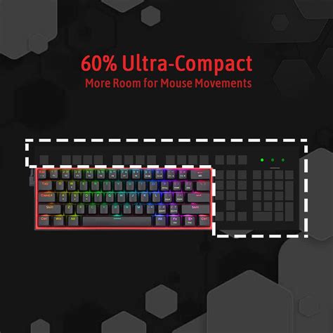 Redragon FIZZ K617 | 60% Wired Mechanical Keyboard Black (Red Switches ...
