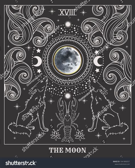 Tarot Card Moon Wolves Howl Moon Stock Vector (Royalty Free) 1941800257 ...