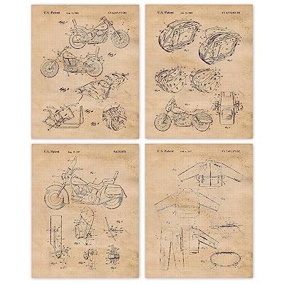 Buy Vintage Harley Davidson Patent Poster Prints, Set of 4 8x10 ...