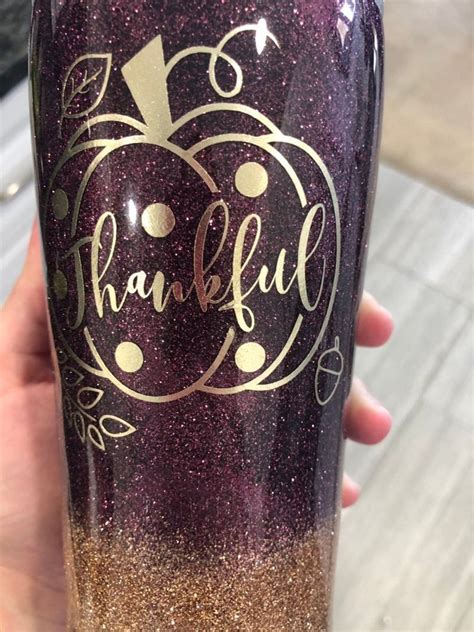 Thankful Glitter Tumbler Pumpkin Glitter Tumbler Fall | Etsy | Glitter ...