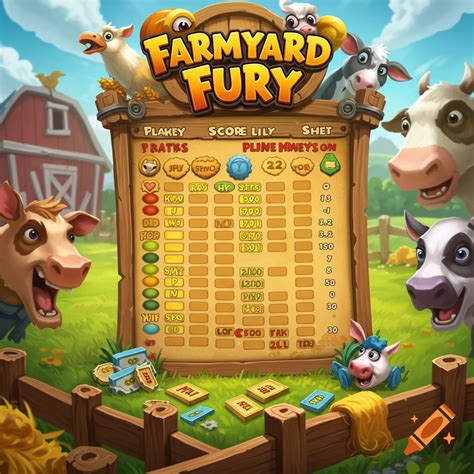 Cartoon farm animals look at a scoreboard displaying game scores and ...