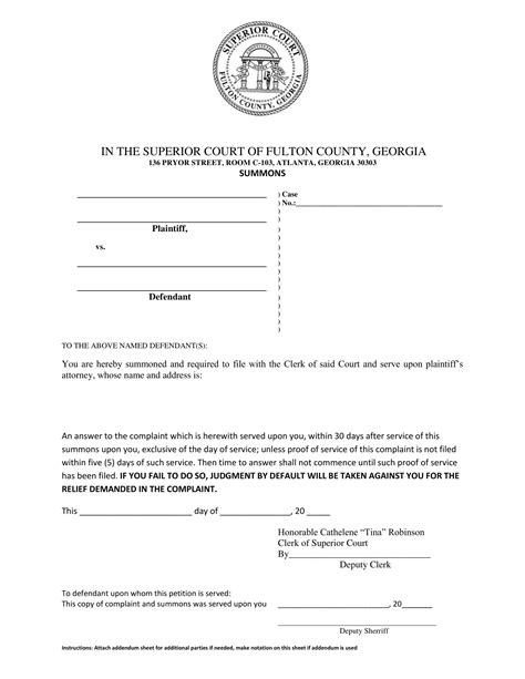Ga Summons Form ≡ Fill Out Printable PDF Forms Online