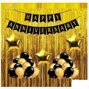 FLIPZONE Happy Anniversary Black Banner Decoration Combo(1 PC Happy ...