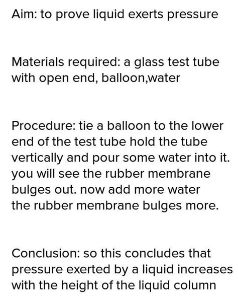 Write an activity to show that liquid exerts pressure in all directions ...