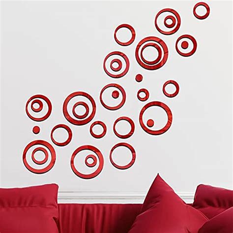 Wall1ders Ring 24 Red Six Size Ring, Mirror Stickers for Wall, Acrylic ...