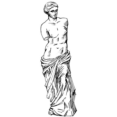 Dessin au trait vectoriel de la statue antique d'Aphrodite ou de Vénus ...