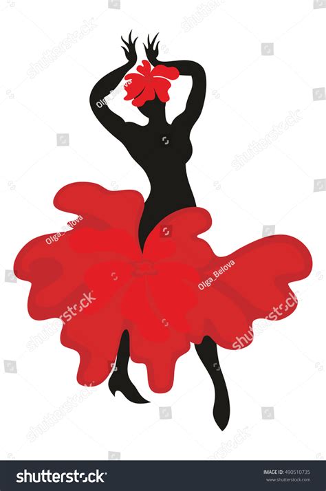 Beautiful Graceful Woman Dancing Spanish Dance Stock Vector (Royalty ...