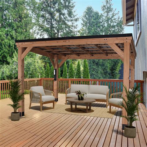 Backyard Discovery Arcadia 12 ft. x 9.5 ft. All Cedar Wooden Gazebo ...