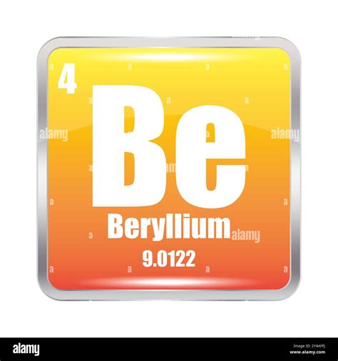 Beryllium element icon. Atomic number four. Periodic table symbol ...
