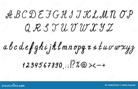 Cursive English Alphabet Letters, Numbers and Symbols. Hand Drawn Set ...