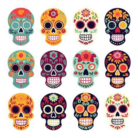 Vector Dia De Los Muertos Day Of The Dead Or Mexico Halloween Skulls ...