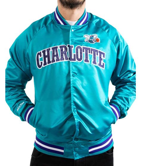 Bomber Lightweight Teal Satin Charlotte Hornets Jacket - Jackets Expert