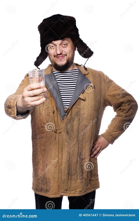 Happy Russian Man Offering a Vodka, Cheers Stock Image - Image of ...