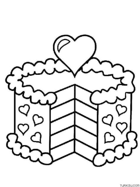 Heart Cake Coloring Page » Turkau