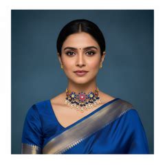 Blue Flower Choker in Kundan - KN00285 – Spurthi Jewels