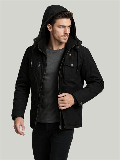 Men's Winter Jackets - L'MONTE Heavy-Duty Black Cargo – Lmonte ...