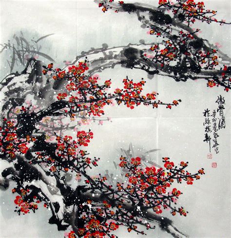 中国画梅花《百花之首》 - 梅花图 - 99字画网