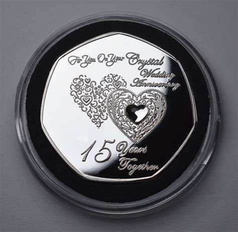 15th CRYSTAL WEDDING ANNIVERSARY .999 Silver Commemorative | Etsy