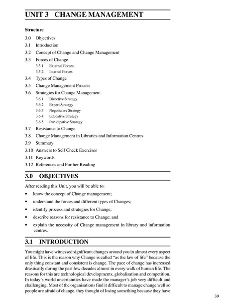 CHANGE MANAGEMENT - Total Quality Management UNIT 3 CHANGE MANAGEMENT ...