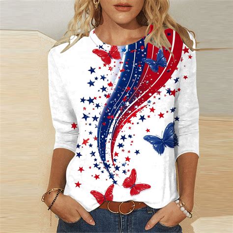 Liquidaciones De Walmart 4Th of July Clothes Women Shirts 3/4 Sleeve ...