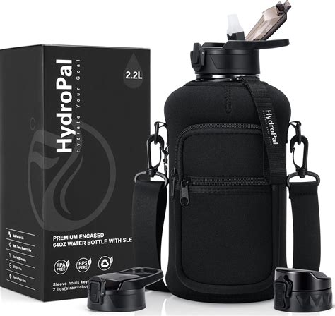 Amazon.com : Gedux Half Gallon Water Bottle with Storage Sleeve, 74oz ...