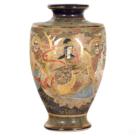 At Auction: Japanese Satsuma Porcelain Gilt Samurai Floor Vase
