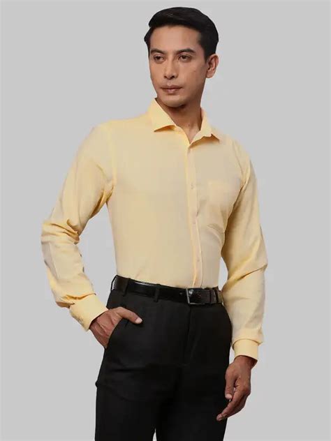 Men Yellow Slim Fit Structure Cotton Shirts – MyRaymond